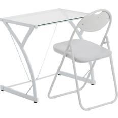 Glass Writing Desks Harbour Housewares White/White Glass Top & Writing Desk