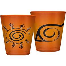 Orange Drinking Glasses ABYstyle Naruto Konoha & Seal Drinking Glass 40cl 2pcs