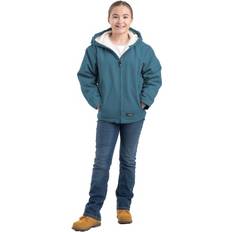 Berne Sherpa-Lined Softstone Duck Princess-Seam Hooded Jacket for Kids Steel Blue