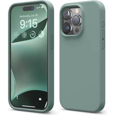 Elago Compatible with iPhone 15 Pro Case, Liquid Silicone Case, Full Body Protective Cover, Shockproof, Slim Phone Case, Anti-Scratch Soft Microfiber Lining, 6.1 inch Midnight Green
