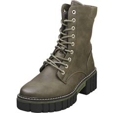 Mustang Side Zip Heel Womens Ankle Boots in Olive Green