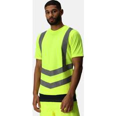 Men - Yellow T-shirts Regatta Professional Hi-Vis Work T-Shirt Yellow/Navy Blue