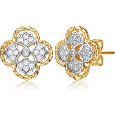 Rachel Glauber Rachel Glauber 14k Gold Plated And Cubic Zirconia Floral Stud Earrings