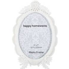 Happy Homewares Oval Matt Resin with Moulded Sunflowers Leaves Photo Frame