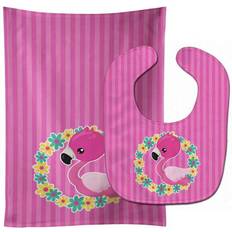 Wreath Baby Bib & Burp Cloth Flamingo Flower