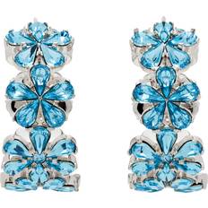 Amina Muaddi Silver & Blue Lily Hoop Earrings Aquamarine UNI