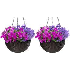 Sorbus Hanging Planter Round-Espresso Brown La rge, 2-Pack