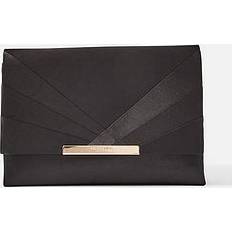 Women Clutches Accessorize Satin Fold Over Clutch Bag, Black, Women Black