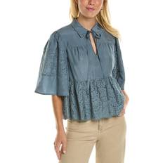 Rebecca Taylor Eyelet Mock Silk Top