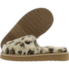 Minnetonka Children's Lyla Faux Fur Slippers for Girls, 4- Cream Leopard Print