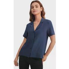 LilySilk Women's V Neck Half-Sleeve Notch Shirt, Small, Blue Blue