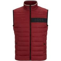 Hugo Boss Red Outerwear Hugo Boss Men's Water-Repellent Padded Gilet Vest Dark Red Dark Red