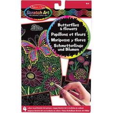 Melissa & Doug Kratzbild Scratch Art – SCHMETTERLINGE BLUMEN mit Holzstift mehrfarbig