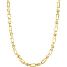 Italian Gold Oval Fancy Link Necklace - Gold