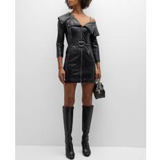 Alice + Olivia Miara Faux Leather Moto Dress in Black. 8, 10, 12, 14