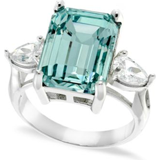 Charter Club Emerald Crystal Ring in Silver Plate, Gold or Rose Gold Plate, Created for Macy's Aqua Aqua