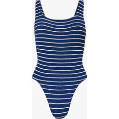 Hunza G Womens Navy/white Square-neck Striped Swimsuit