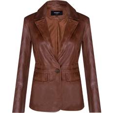 Brown Blazers Infinity Leather Womens Soft Blazer Jacket-Apeldoorn Tan