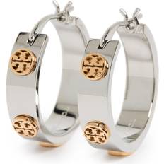 Tory Burch Miller Stud Huggie Earrings - Silver/Gold