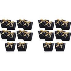 Tlily 20 Pcs Gift Bag with Handle Paper Party Favor Bag Present Wrap Snack Bag with Bow Ribbon Present Favor Bags Black