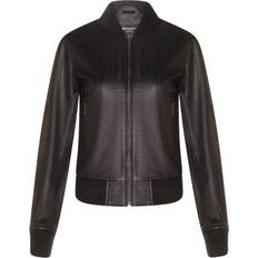 Leather Jackets - Women Infinity Leather Womens MA-1 Bomber Jacket-Abbotsford Black