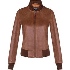 Leather Jackets - Women Infinity Leather Womens MA-1 Bomber Jacket-Abbotsford Tan