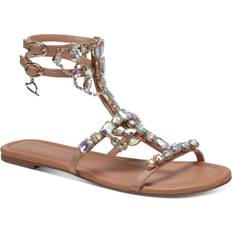 Thalia Sodi Jenesis Womens Rhinestone Faux Leather Gladiator Sandals