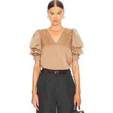 1.State Tiered Bubble Sleeve Top in Tan. XXS, XS, S, L, XL, XXL