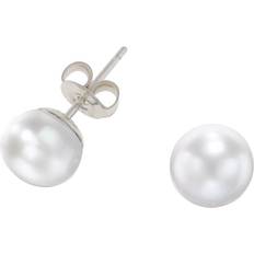 Dower & Hall Freshwater Pearl Stud Earrings, White/Silver