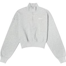 Nike Sportswear Phoenix Fleece 1/2-Zip Cropped Sweatshirt - Dark Grey Heather/Sail