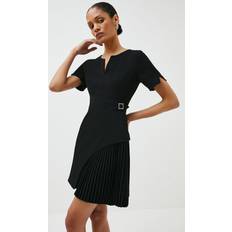 Karen Millen Tailored Military Pleat Short Sleeve Mini Dress Black