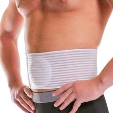 BraceAbility Men's Umbilical & Abdominal Hernia Support Belt with Pad L/XL White L/XL