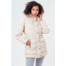 Coats Hype Mid Length Padded Coat With Fur Beige