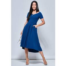 Turquoise - Women Dresses Jolie Moi Off The Shoulder Dip Hem Dress Teal