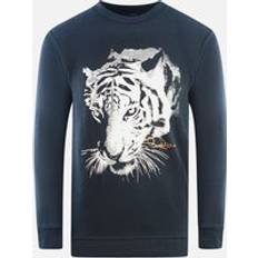 Roberto Cavalli Class Tiger Silhouette Logo Navy Blue Sweatshirt