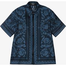 Versace Boys Navy Blue Silk Barocco Shirt