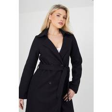 Wool Coats Brave Soul 'Virgo' Maxi Faux Coat Black