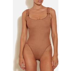 Hunza G Domino Seersucker Swimsuit Brown