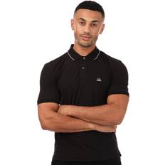 CP COMPANY M Polo Shirts CP COMPANY Mens Stretch Piquet Slim Striped Polo Shirt in Navy Black Cotton