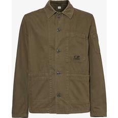 CP COMPANY M Shirts CP COMPANY Mens Ivy Green Logo-embroidered Long-sleeved Cotton Shirt