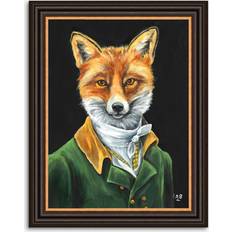 John Lewis Brown 'Dapper Fox' Green/Multi Framed Art