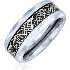 Bling Jewelry Men's Celtic Dragon Titanium Band in Silver-Tone