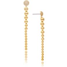 Rivka Friedman Graduated Polished Bead Pave Dangle Earrings Gold Gold