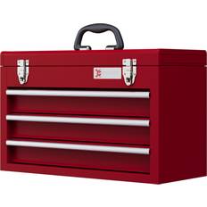 Durhand Lockable 3 Drawer Tool Chest with Ball Bearing Slide Drawers Red