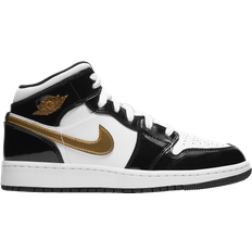 Nike Air Jordan 1 Mid SE GS - Black/White/Metallic Gold