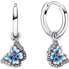 Blue Earrings Pandora Butterfly Hoop Earrings - Silver/Blue/Transparent