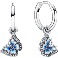 Blue Earrings Pandora Butterfly Hoop Earrings - Silver/Blue/Transparent