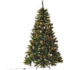 Homcom Pre-Lit Artificial Spruce Green/Brown Christmas Tree 150cm