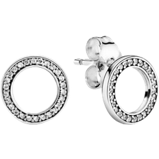 Earrings Pandora Sparkling Circle Stud Earrings - Silver/Transparent