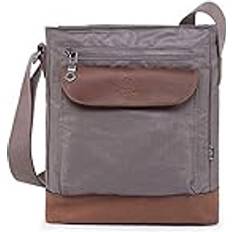 TSD Brand Urban Light Coated Canvas Crossbody Bag Gray Gray